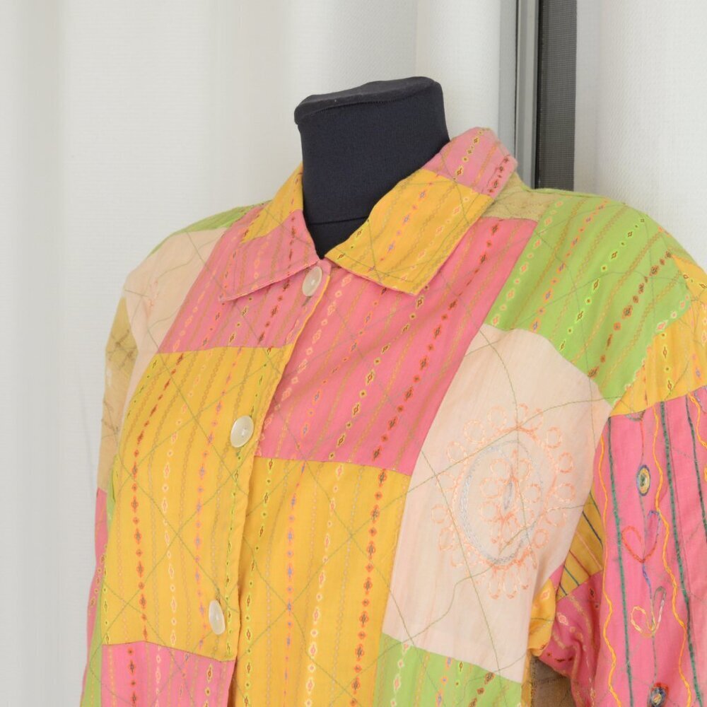 NWT April Cornell Vintage Deadstock Embroidered Patchwork Shirt Sz XL - Picture 5 of 10